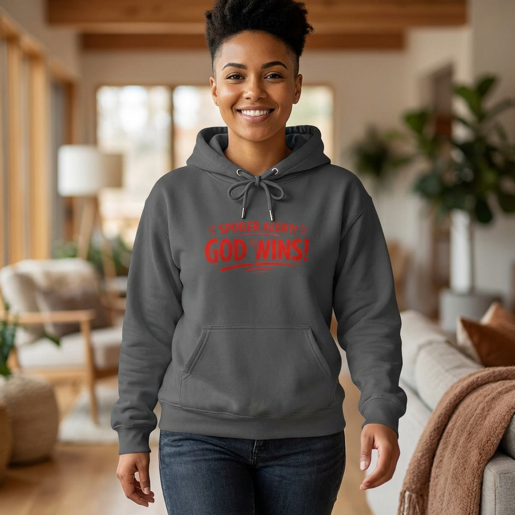 God Wins Hoodie – Christian Faith Graphic Pullover (Spoiler Alert!)
