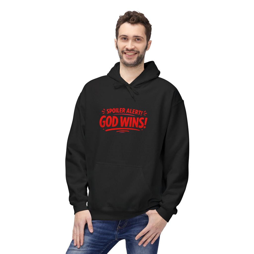God Wins Hoodie – Christian Faith Graphic Pullover (Spoiler Alert!)